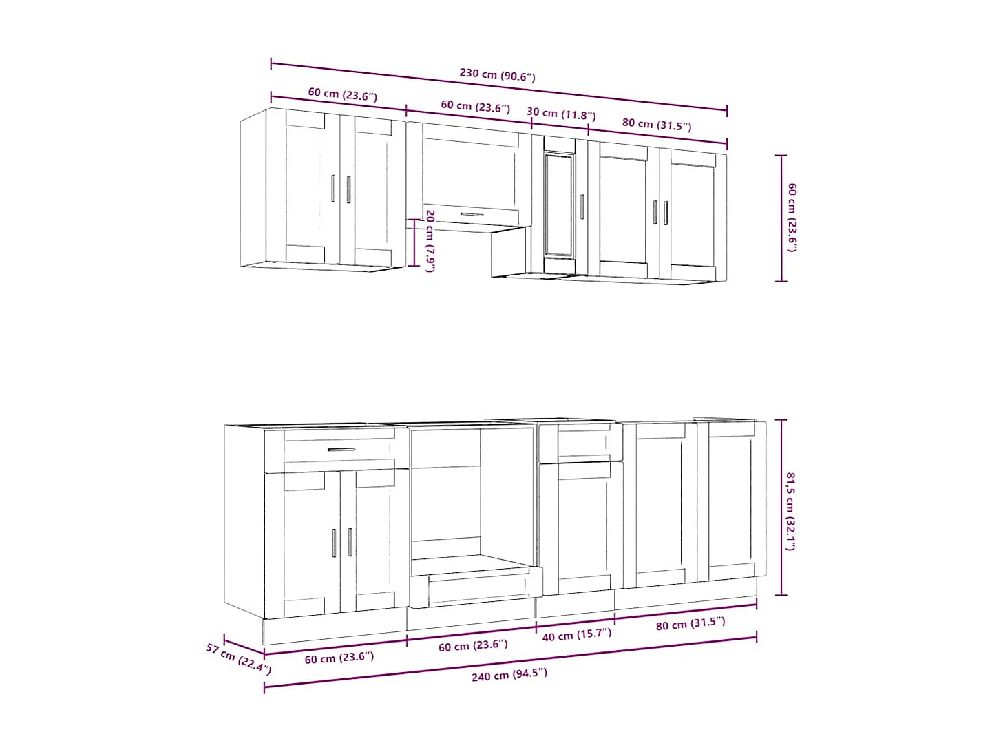 Ensemble d'armoires de cuisine 8 pcs Kalmar bois d'ingénierie