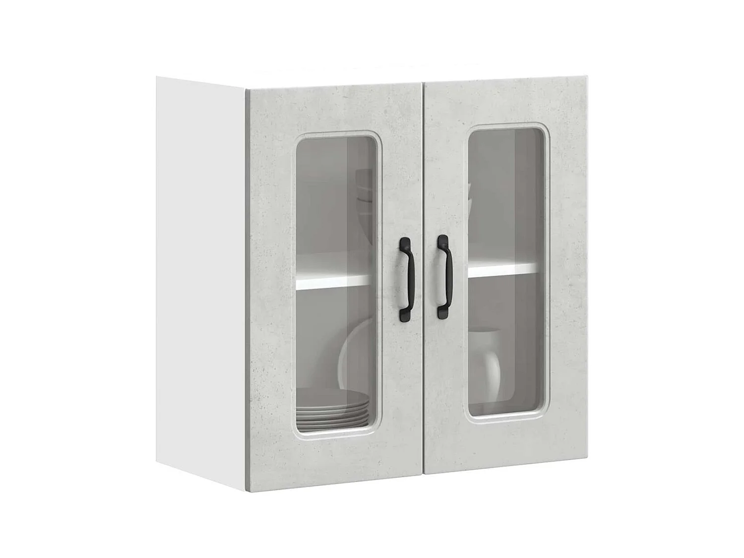 Armoire murale de cuisine avec porte en verre Kalmar gris béton