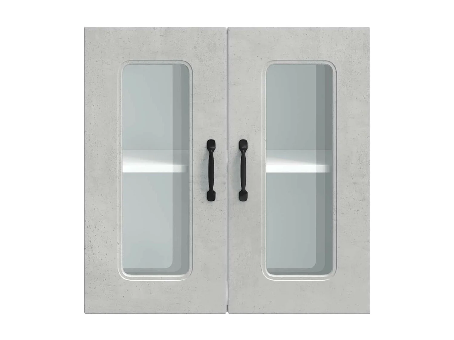 Armário de parede de cozinha cinza concreto Kalmar com porta de vidro