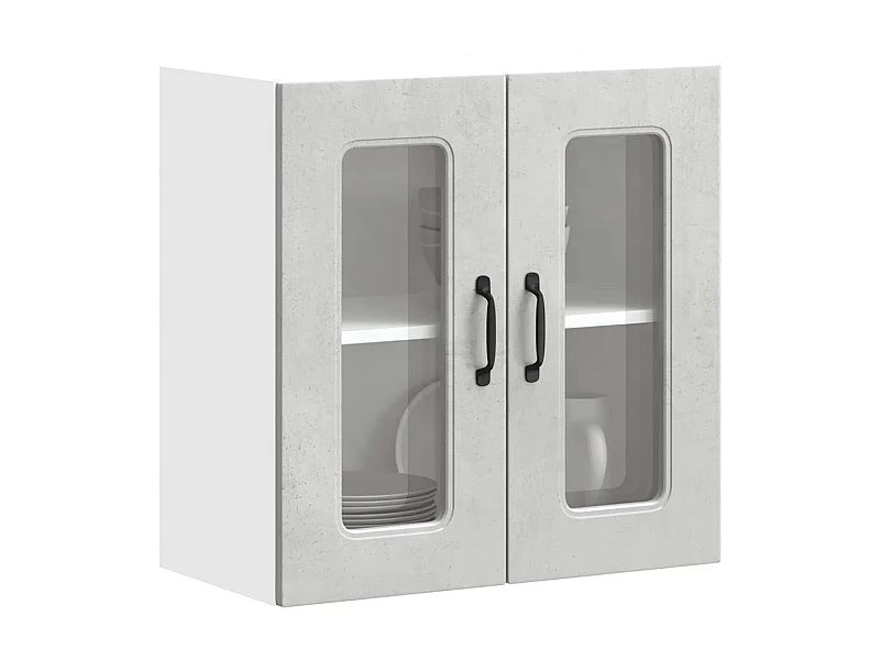Armario de pared de cocina de hormigón gris Kalmar con puerta de cristal