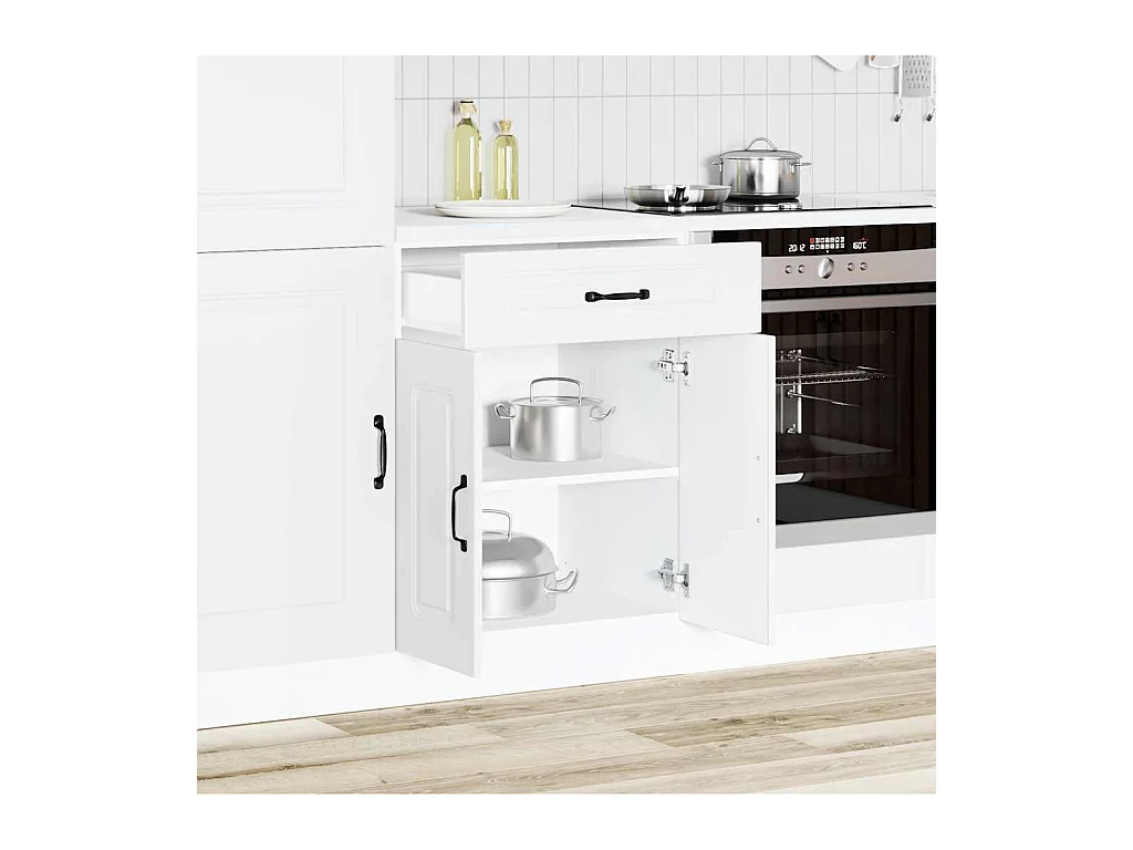 Armoire de cuisine Kalmar blanc bois d'ingénierie