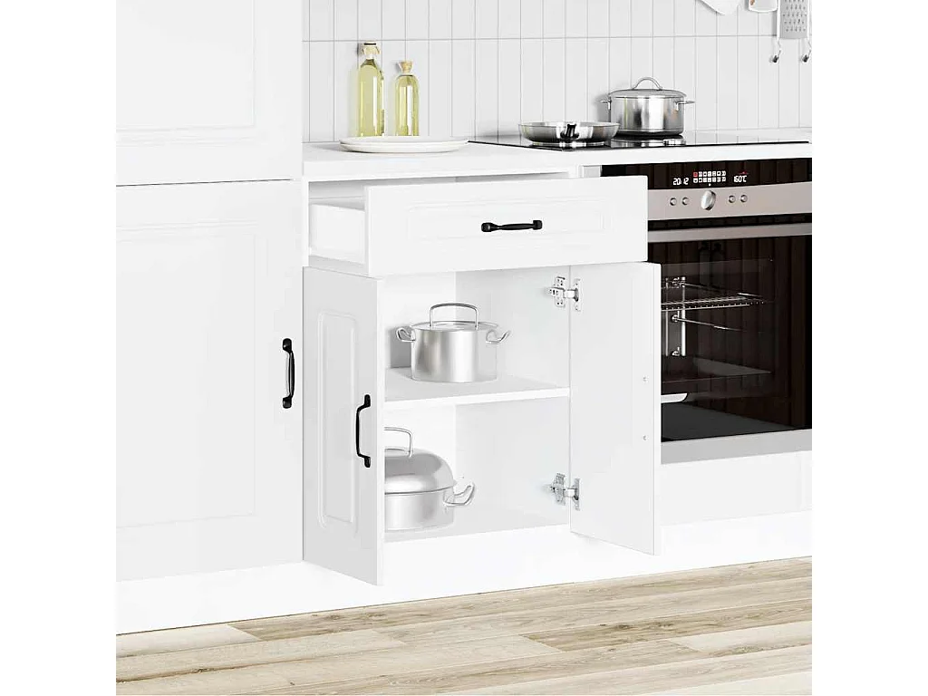 Armoire de cuisine Kalmar blanc bois d'ingénierie