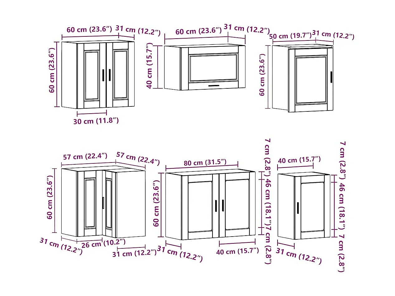 Set di mobili da cucina in legno ingegnerizzato Porto da 11 pezzi