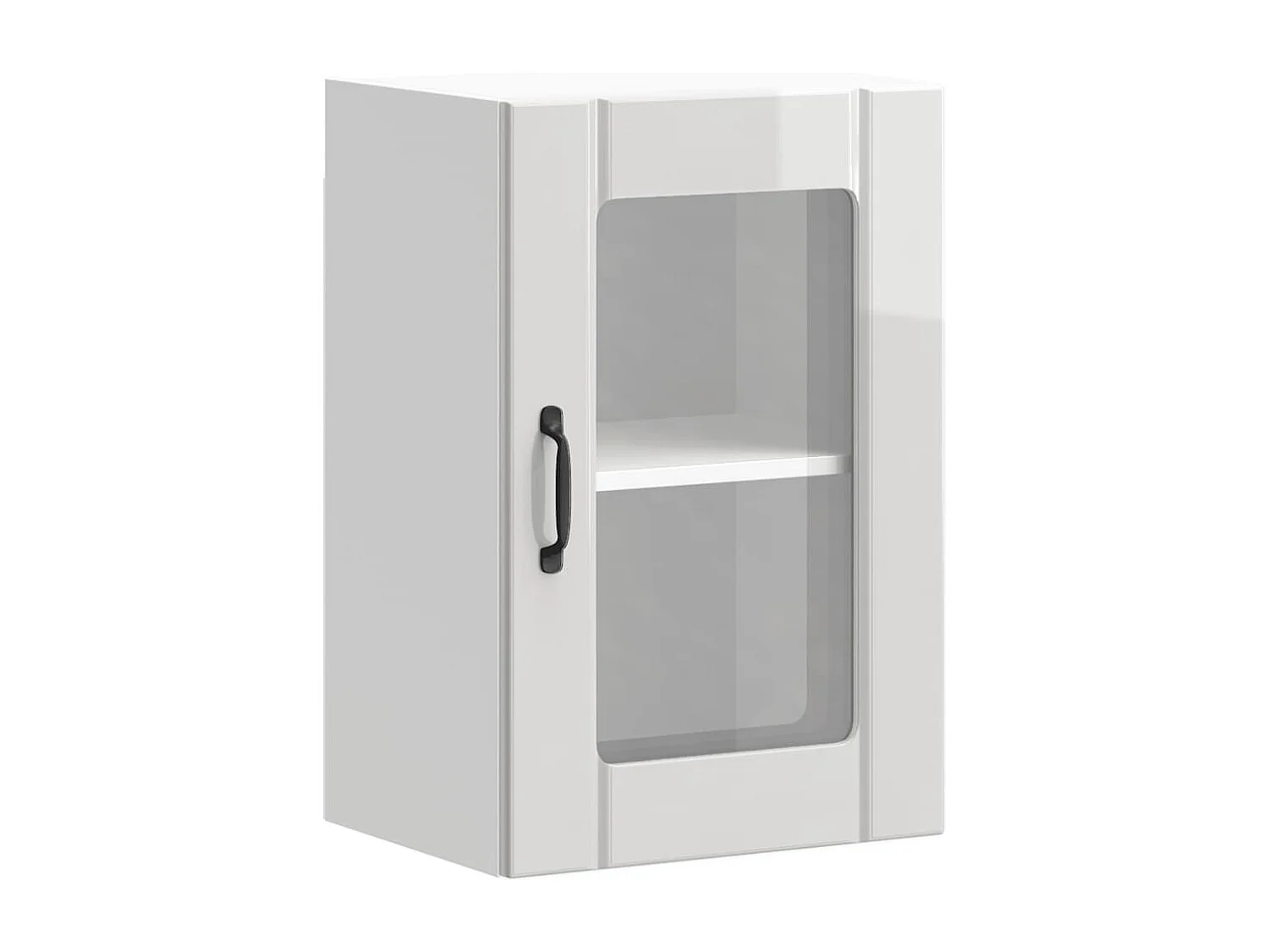 Armoire murale cuisine avec porte en verre Lucca blanc brillant