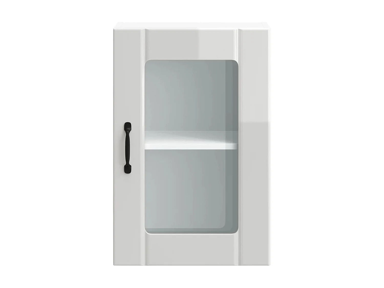 Armoire murale cuisine avec porte en verre Lucca blanc brillant