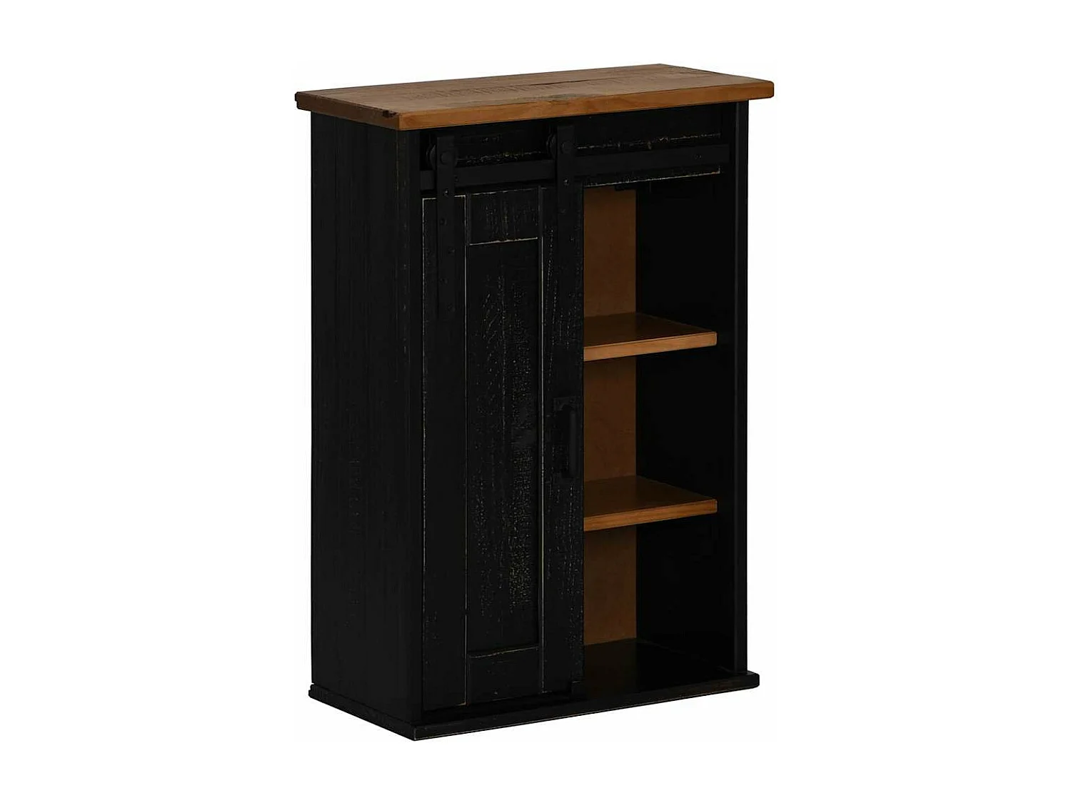 Armoire suspendue HALDEN porte coulissante noir 49x22,5x70 cm