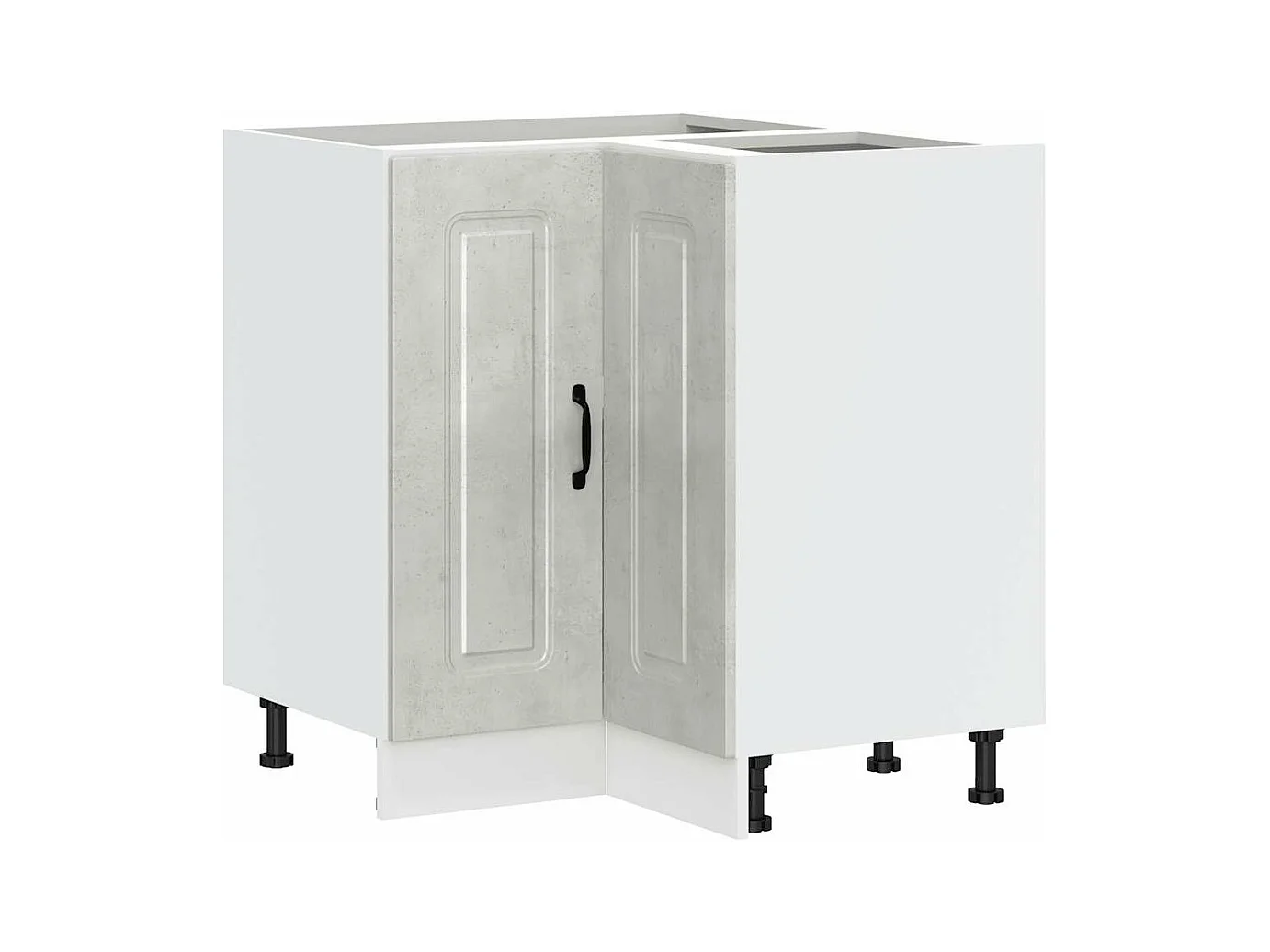 Armoire d'angle de cuisine Kalmar gris béton bois d'ingénierie