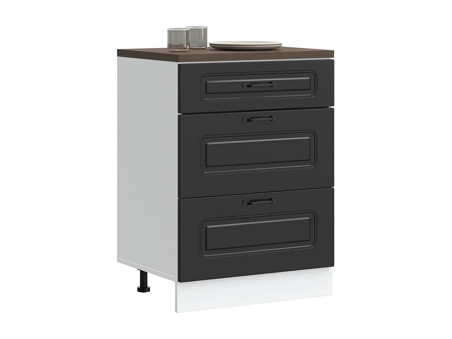 Armoire de cuisine Kalmar noir bois d'ingénierie