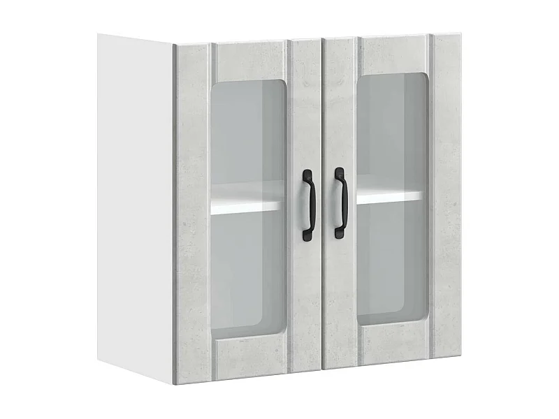 Mueble de cocina de pared de hormigón gris Lucca con puerta de cristal