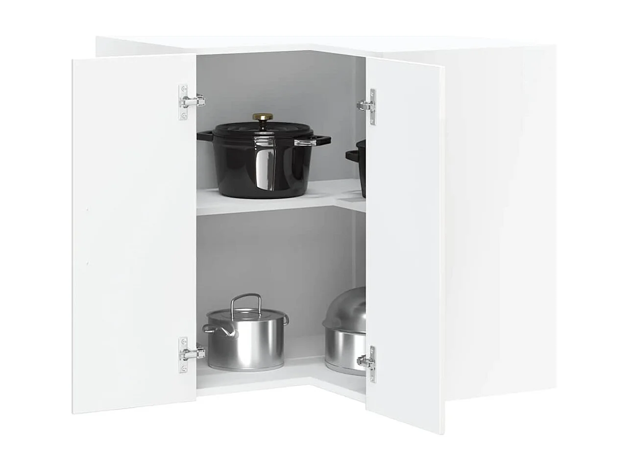 Armoire murale d'angle de cuisine Porto blanc brillant