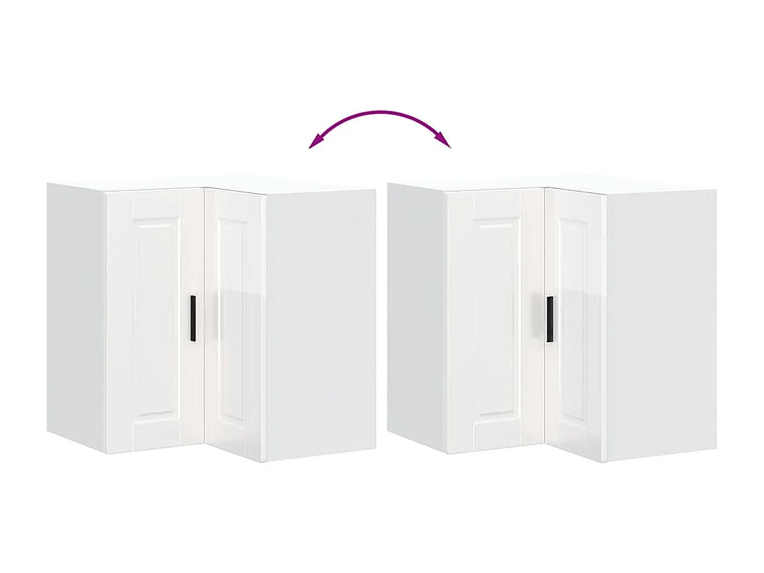 Armoire murale d'angle de cuisine Porto blanc brillant