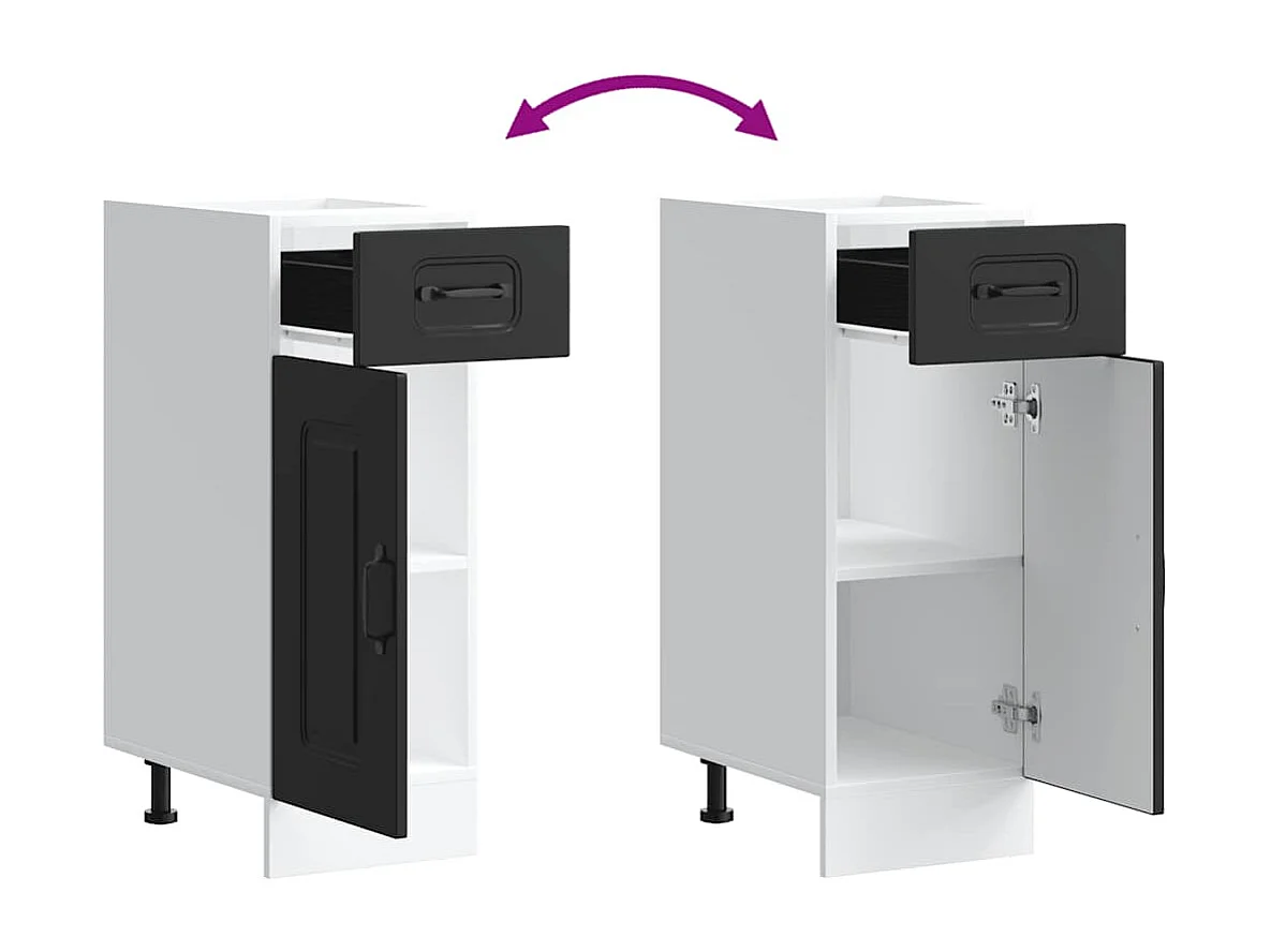 Armoire de cuisine Kalmar noir bois d'ingénierie