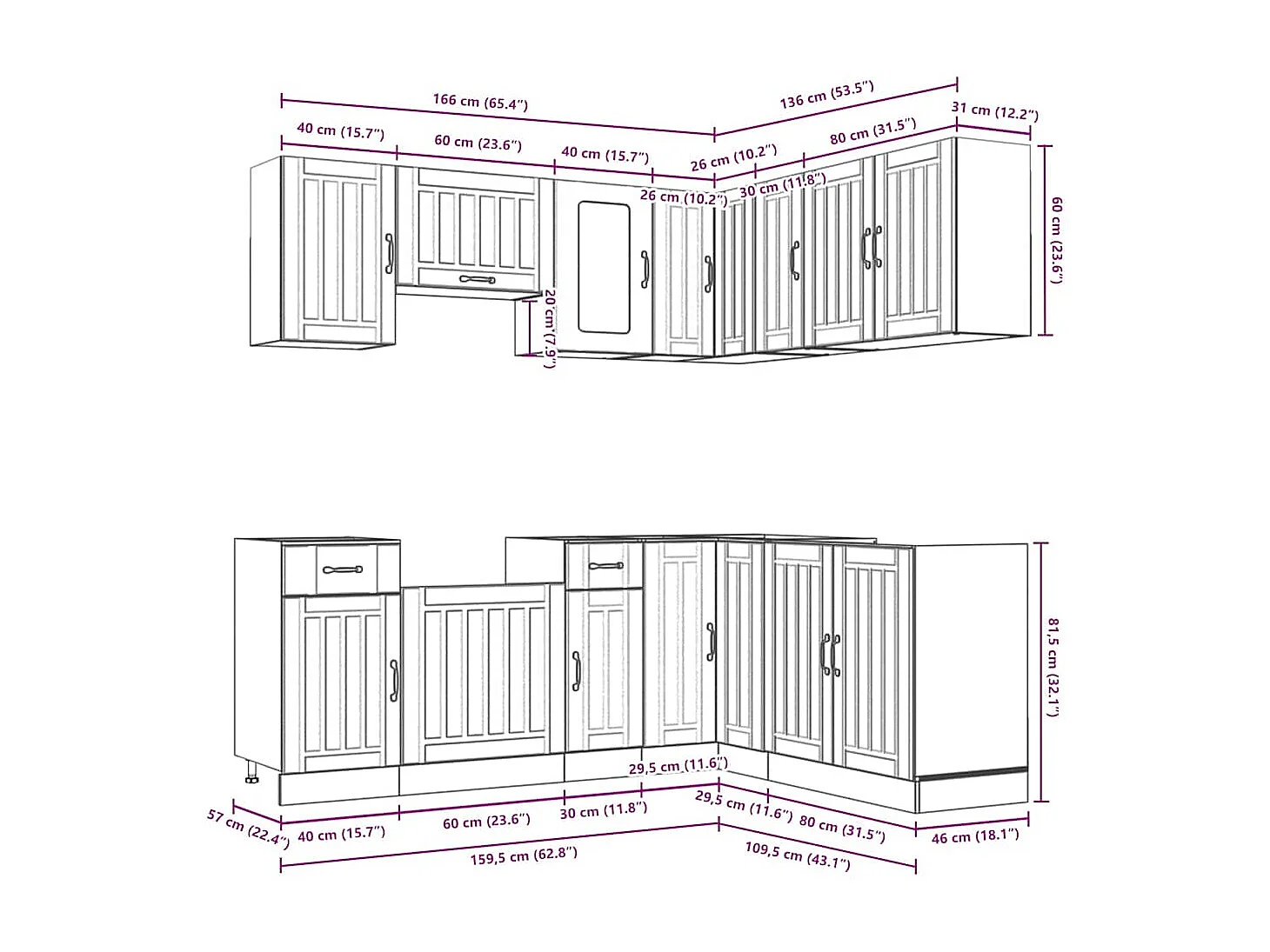 Lucca 11-teiliges Küchenschrank-Set aus Holzwerkstoff