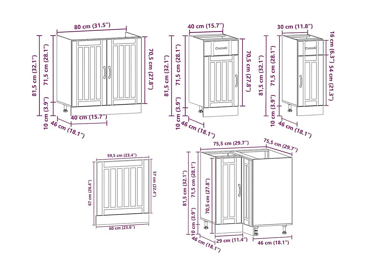 Lucca 11-teiliges Küchenschrank-Set aus Holzwerkstoff