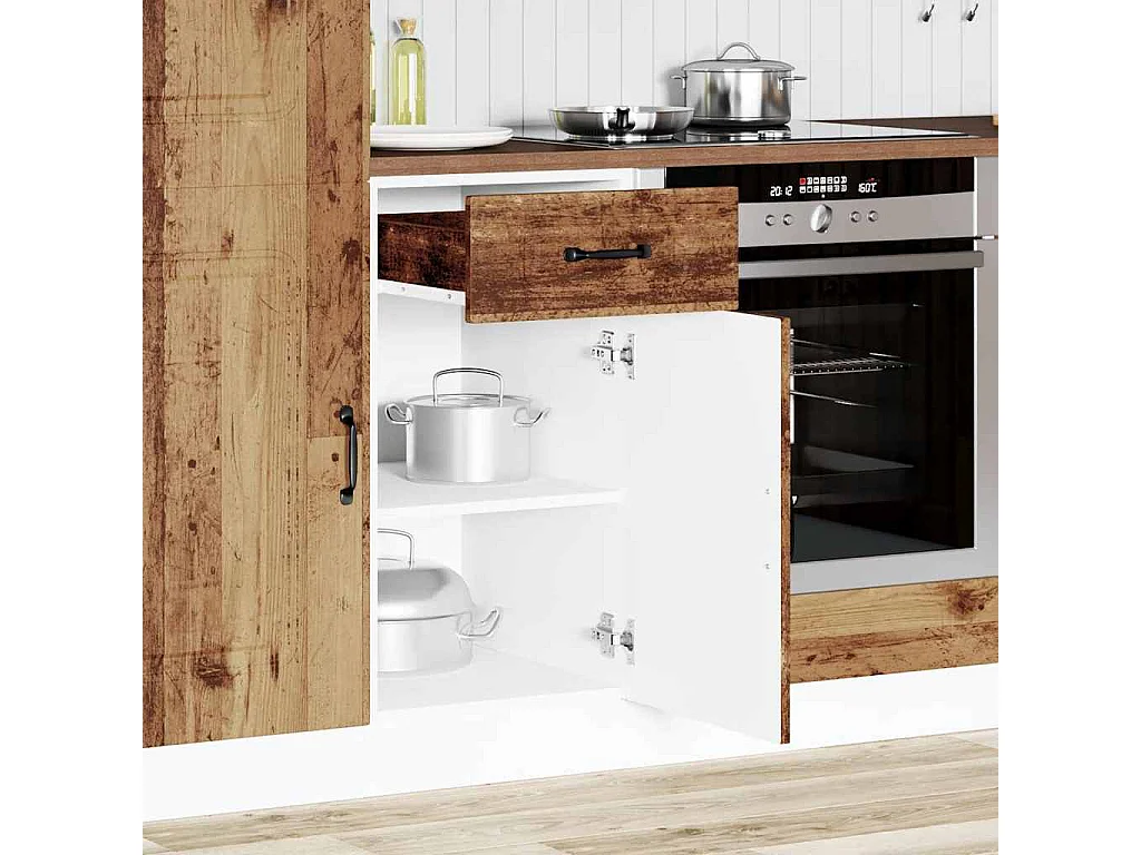 Armoire de cuisine Kalmar vieux bois bois d'ingénierie