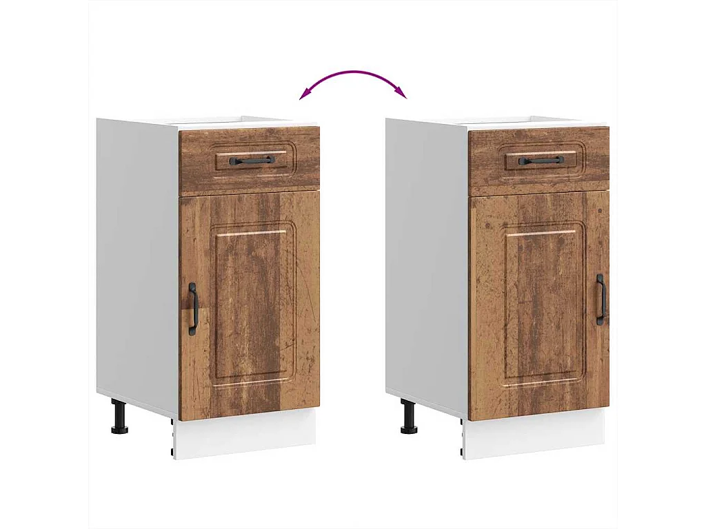 Armoire de cuisine Kalmar vieux bois bois d'ingénierie