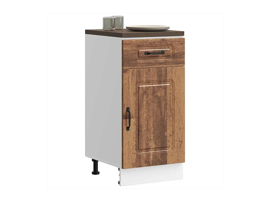 Armoire de cuisine Kalmar vieux bois bois d'ingénierie