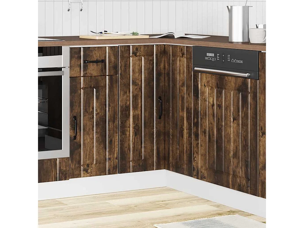 Armoire d'angle de cuisine Lucca chêne fumé bois d'ingénierie