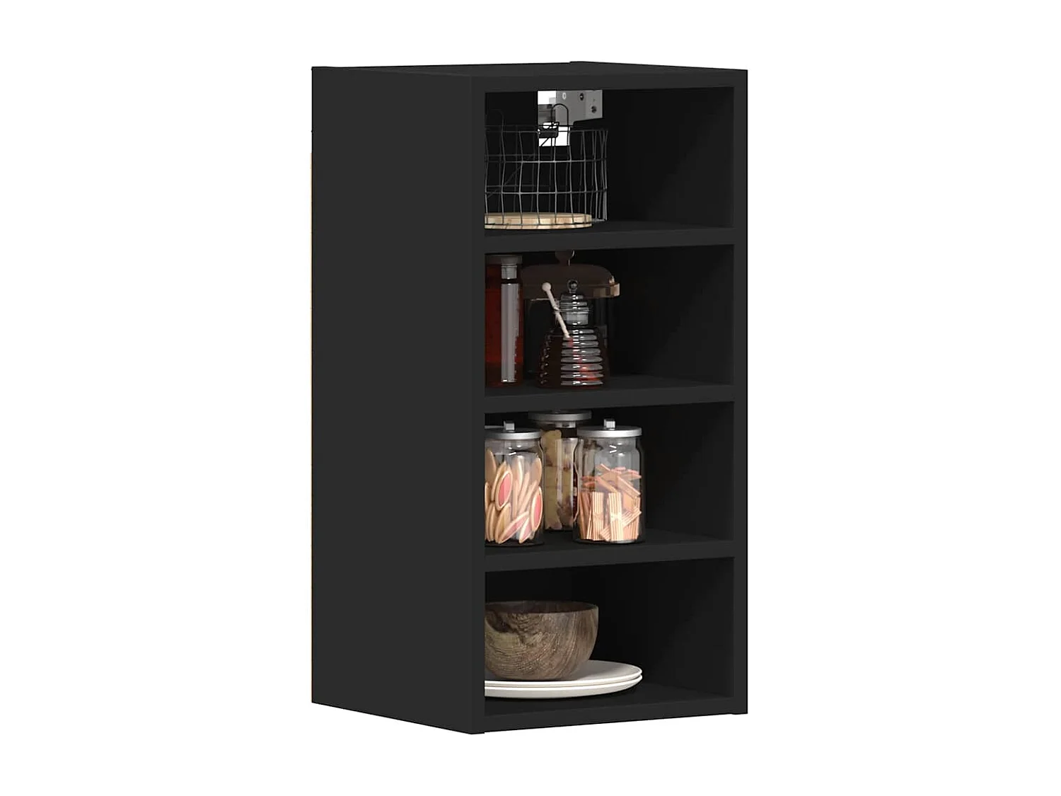 Armoire suspendue noir 30x29,5x60 cm bois d'ingénierie