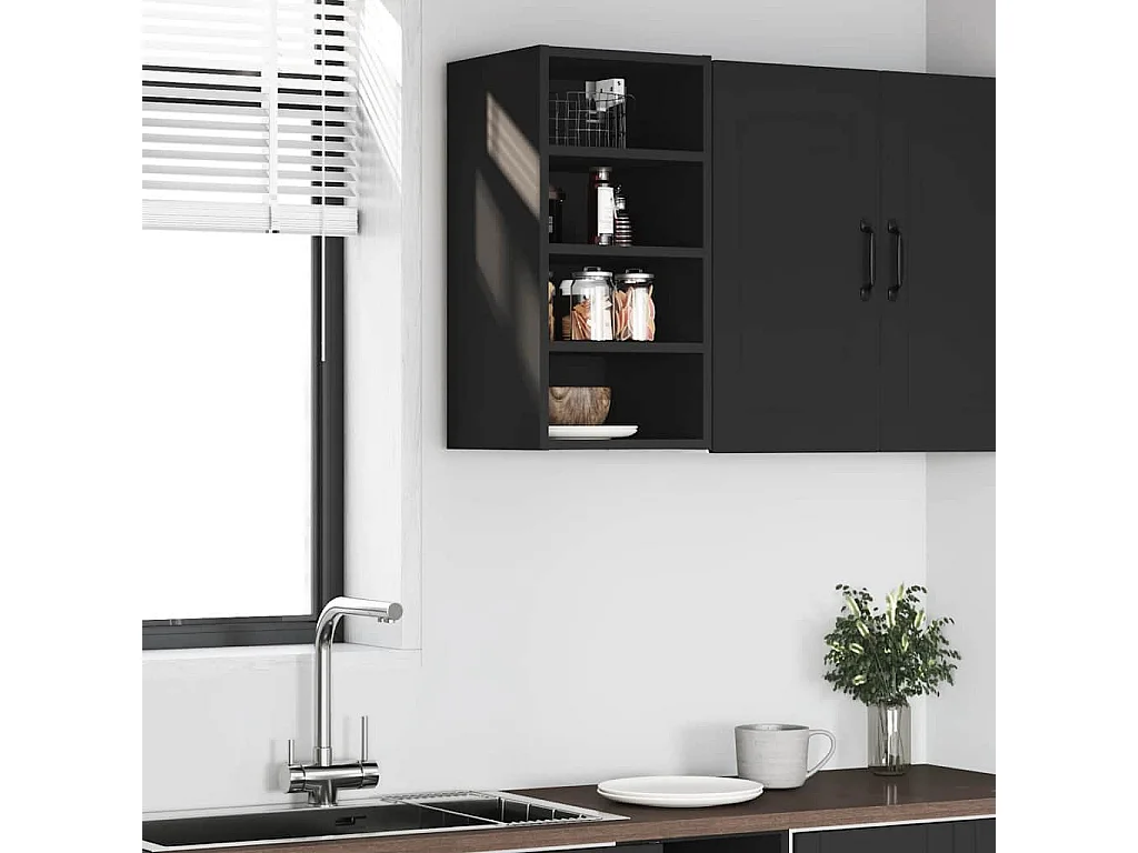 Armoire suspendue noir 30x29,5x60 cm bois d'ingénierie