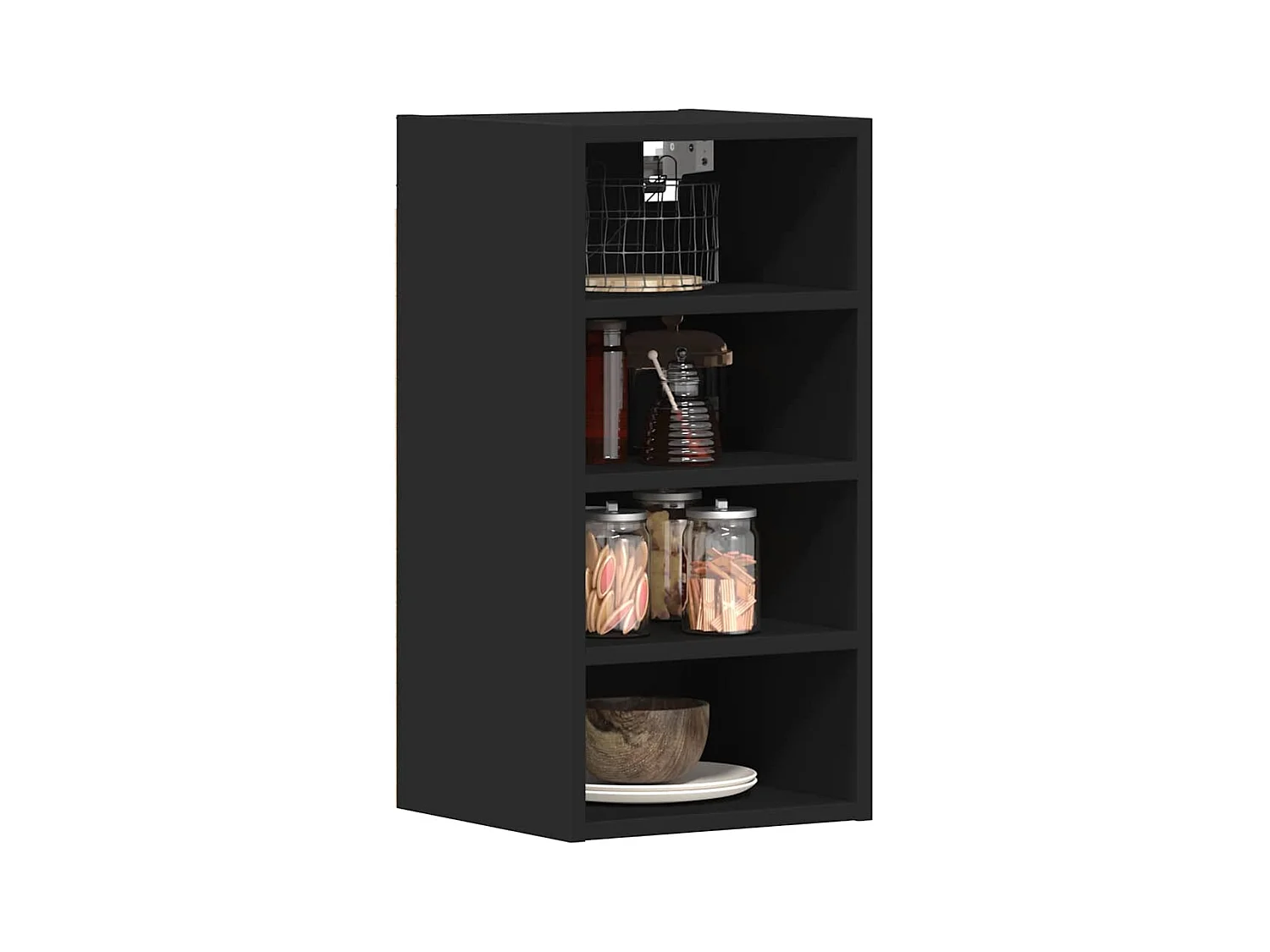 Mobiletto pensile nero 30x29,5x60 cm in legno ingegnerizzato