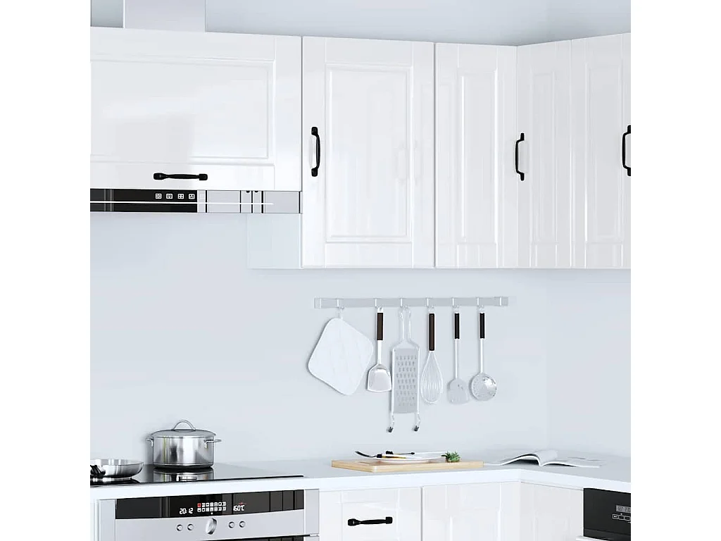 Armoire murale de cuisine Porto blanc brillant bois ingénierie