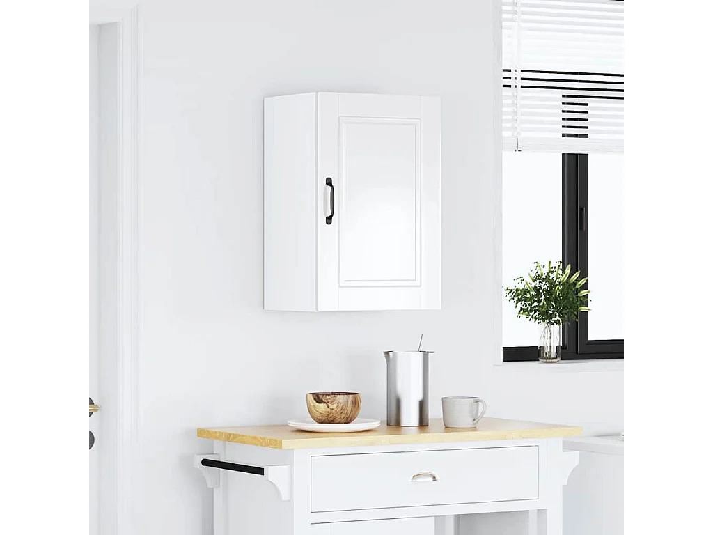 Armoire murale de cuisine Porto blanc brillant bois ingénierie