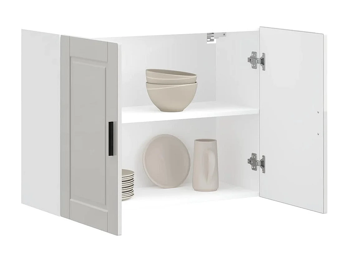 Armoire murale de cuisine Porto blanc brillant bois ingénierie