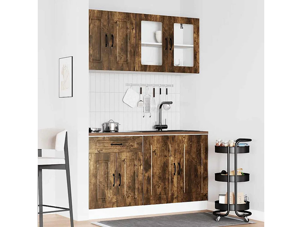 Kalmar 4-delige keukenkastset van bewerkt hout