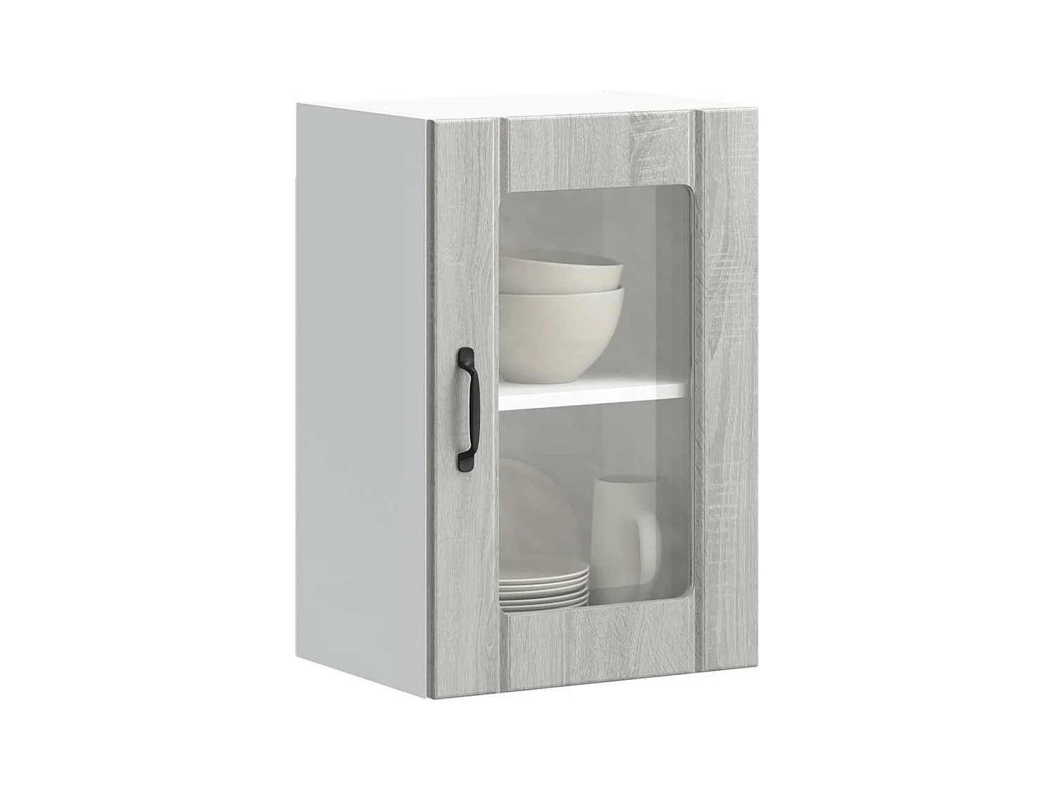Armoire murale de cuisine avec porte en verre Lucca sonoma gris