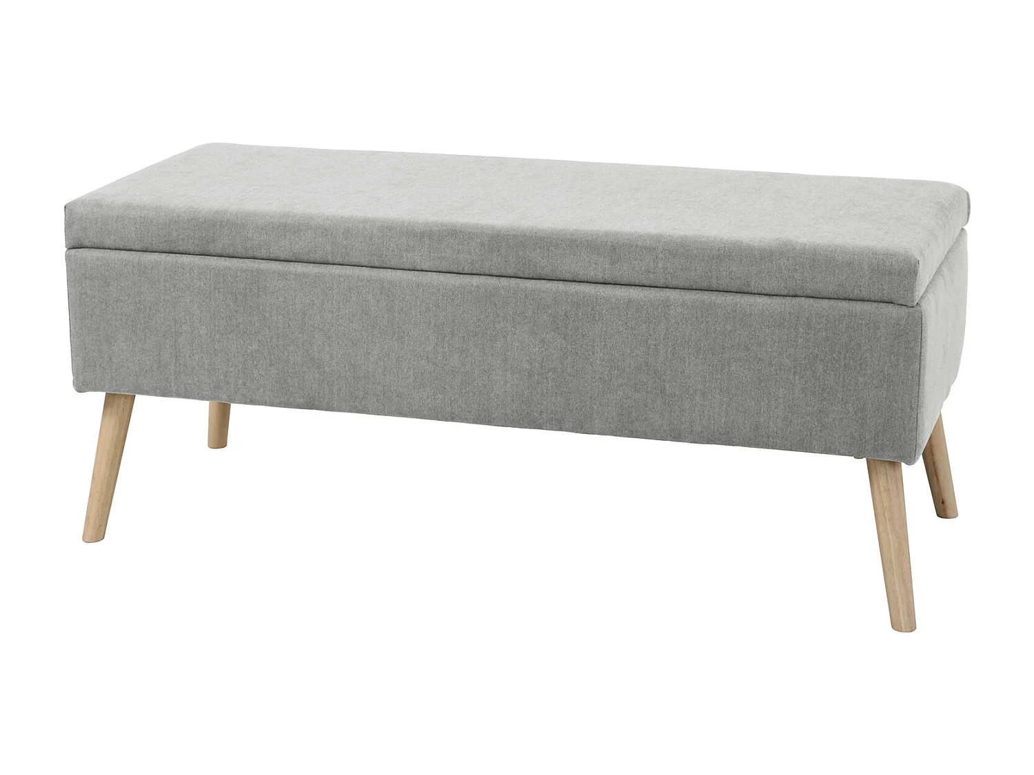 Tabouret rembourré DAISY XL avec espace de rangement Siège Banc Tabouret Repose-pieds Ottoman Revêtement en tissu Gris clair