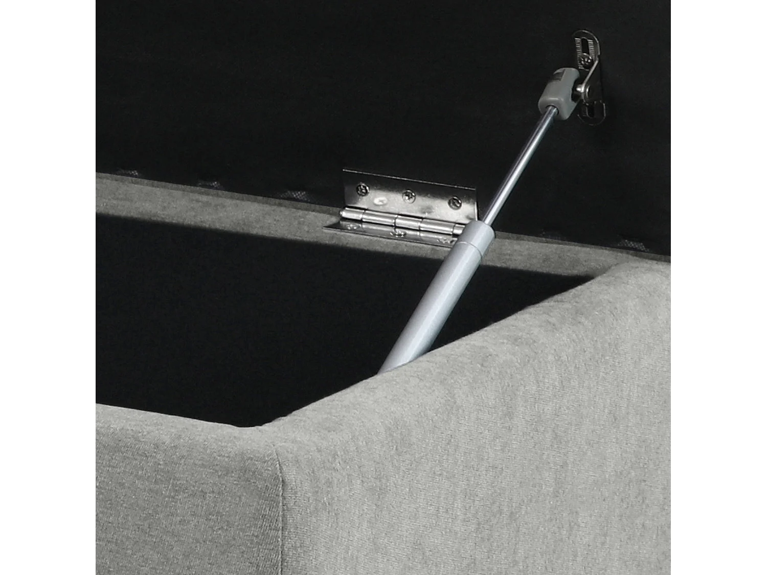 Tabouret rembourré DAISY XL avec espace de rangement Siège Banc Tabouret Repose-pieds Ottoman Revêtement en tissu Gris clair