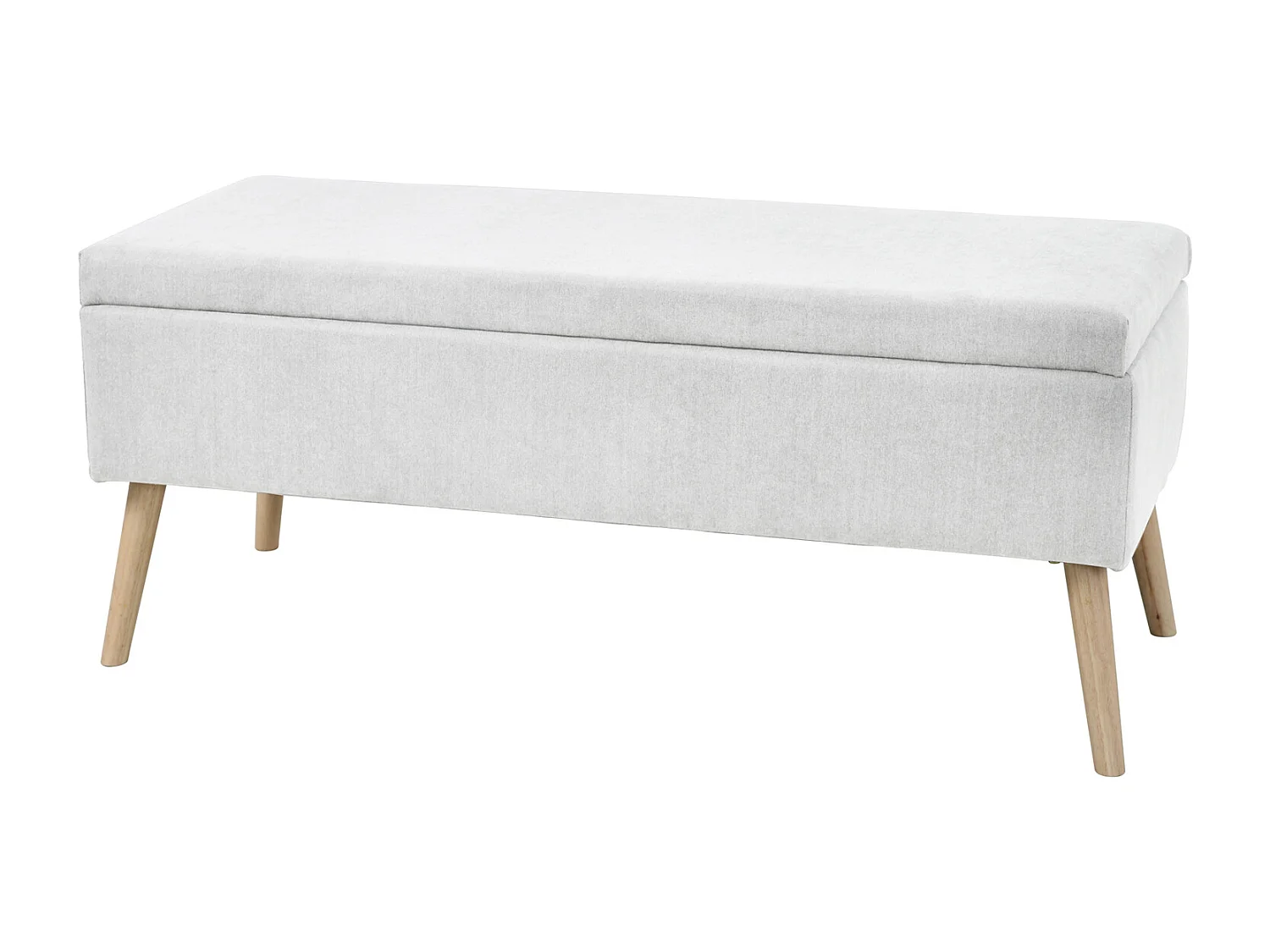 Tabouret rembourré DAISY XL avec espace de rangement Banc Tabouret Repose-pieds Ottoman Revêtement en tissu Blanc