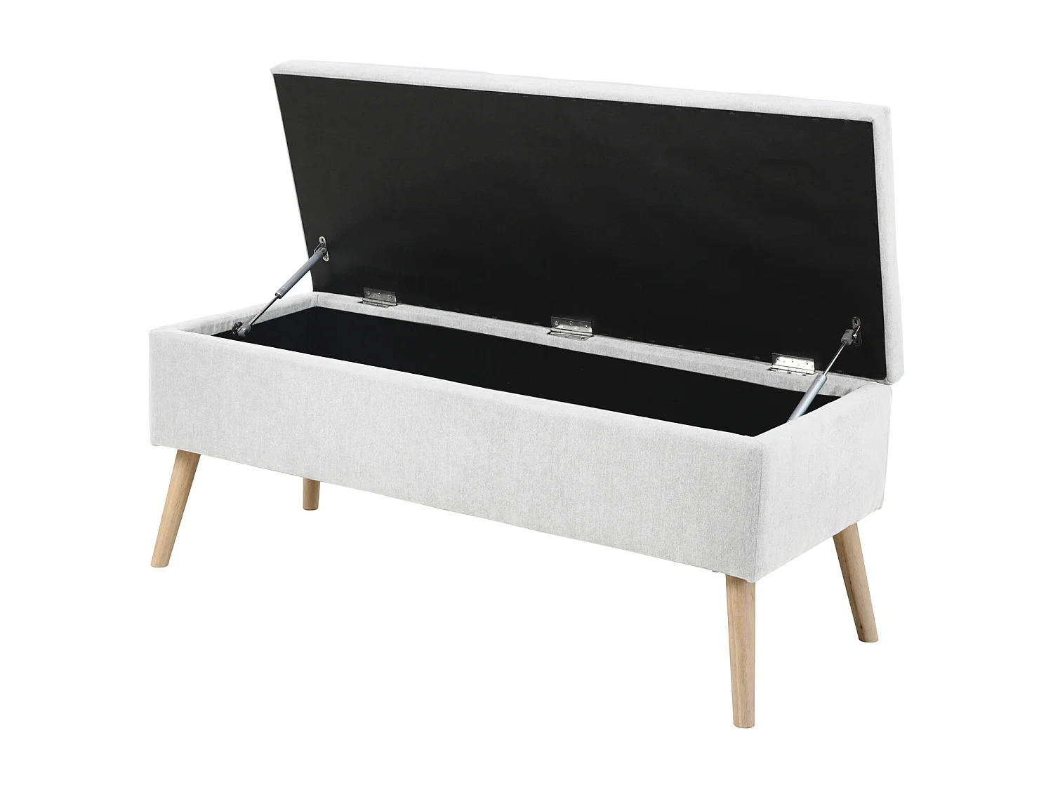 Tabouret rembourré DAISY XL avec espace de rangement Banc Tabouret Repose-pieds Ottoman Revêtement en tissu Blanc