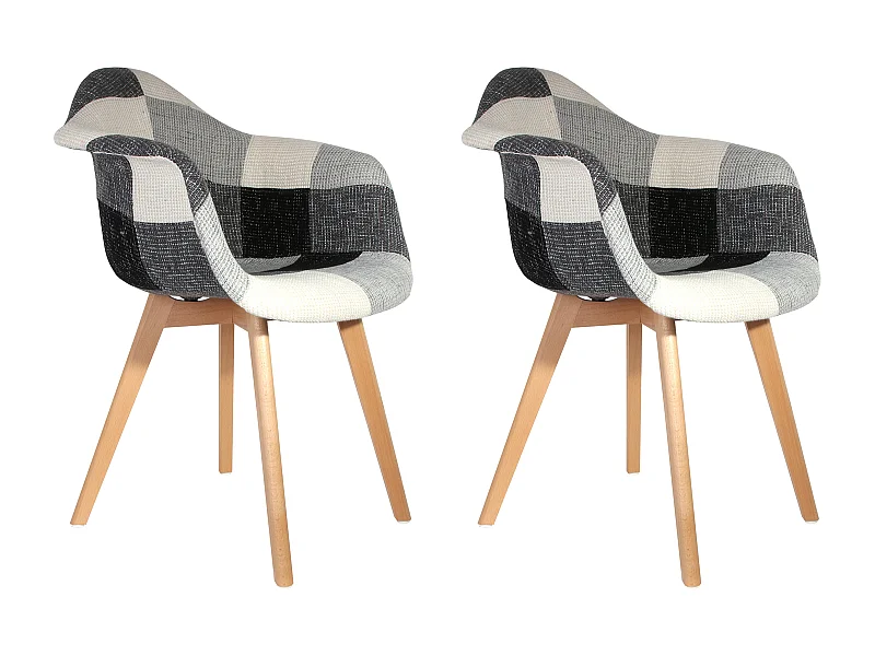 Lot de 2 Fauteuils "Patchwork" 83cm Gris