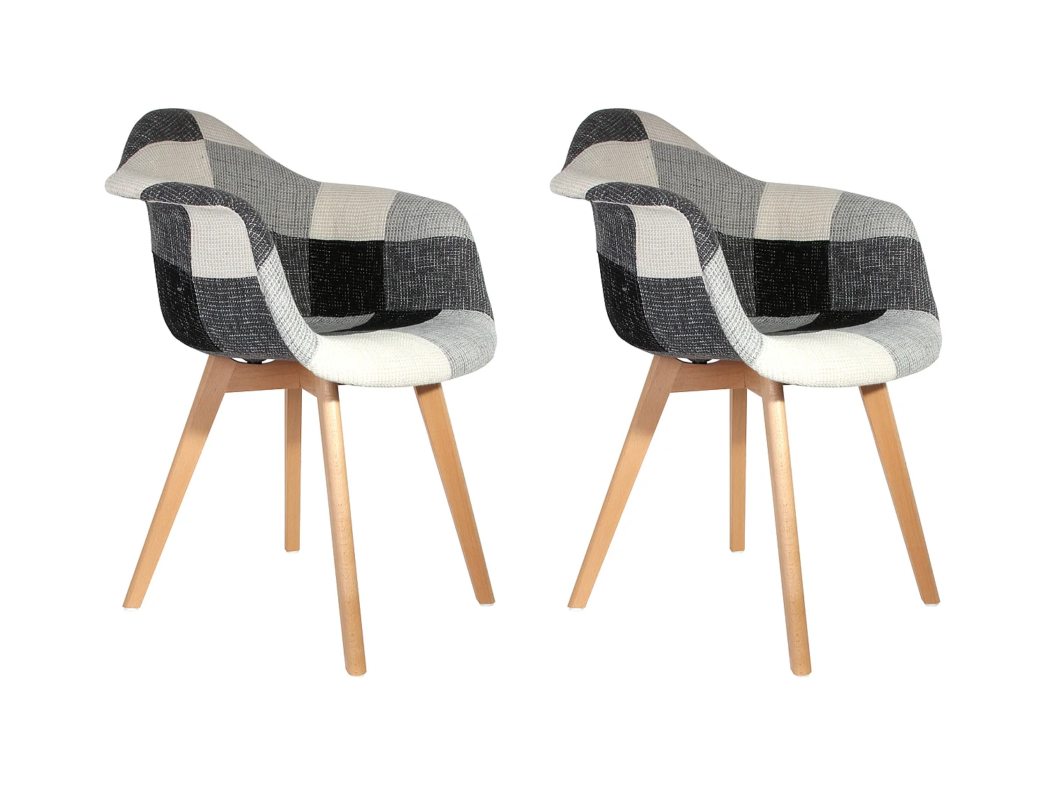 Lot de 2 Fauteuils "Patchwork" 83cm Gris