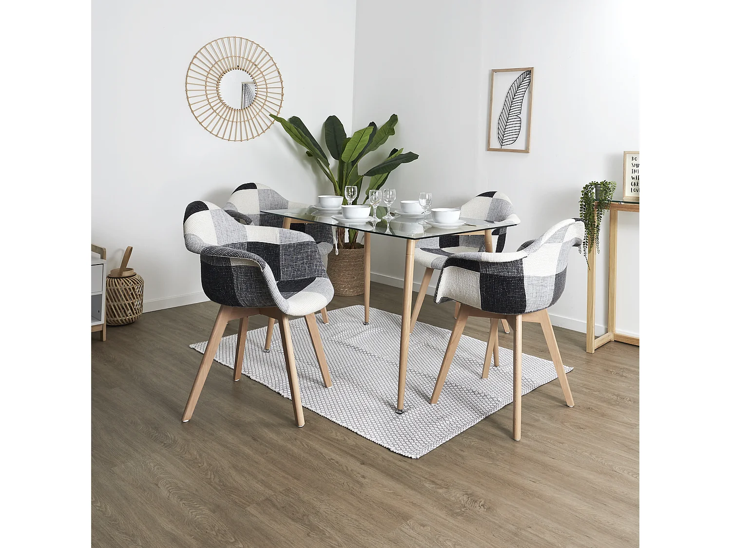 Lot de 2 Fauteuils "Patchwork" 83cm Gris