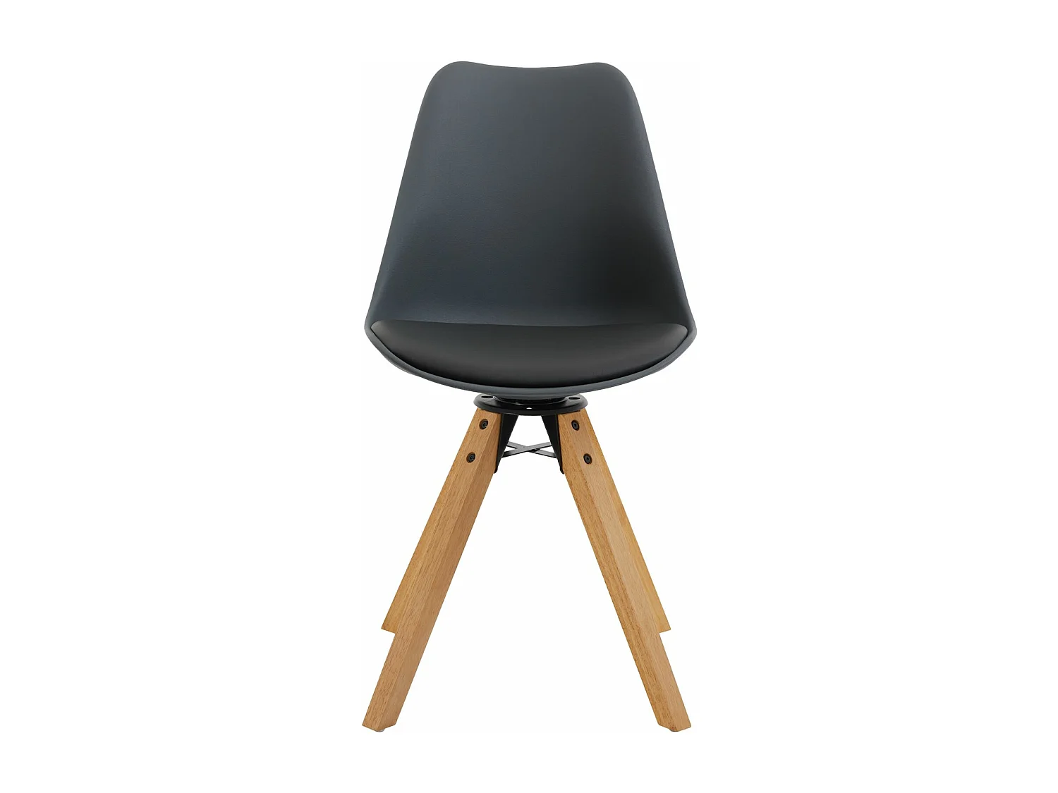 Lot de 2 chaises de salle à manger BOLIVIA pivotantes style scandinave design nordique pieds en bois massif, siège en plastique gris