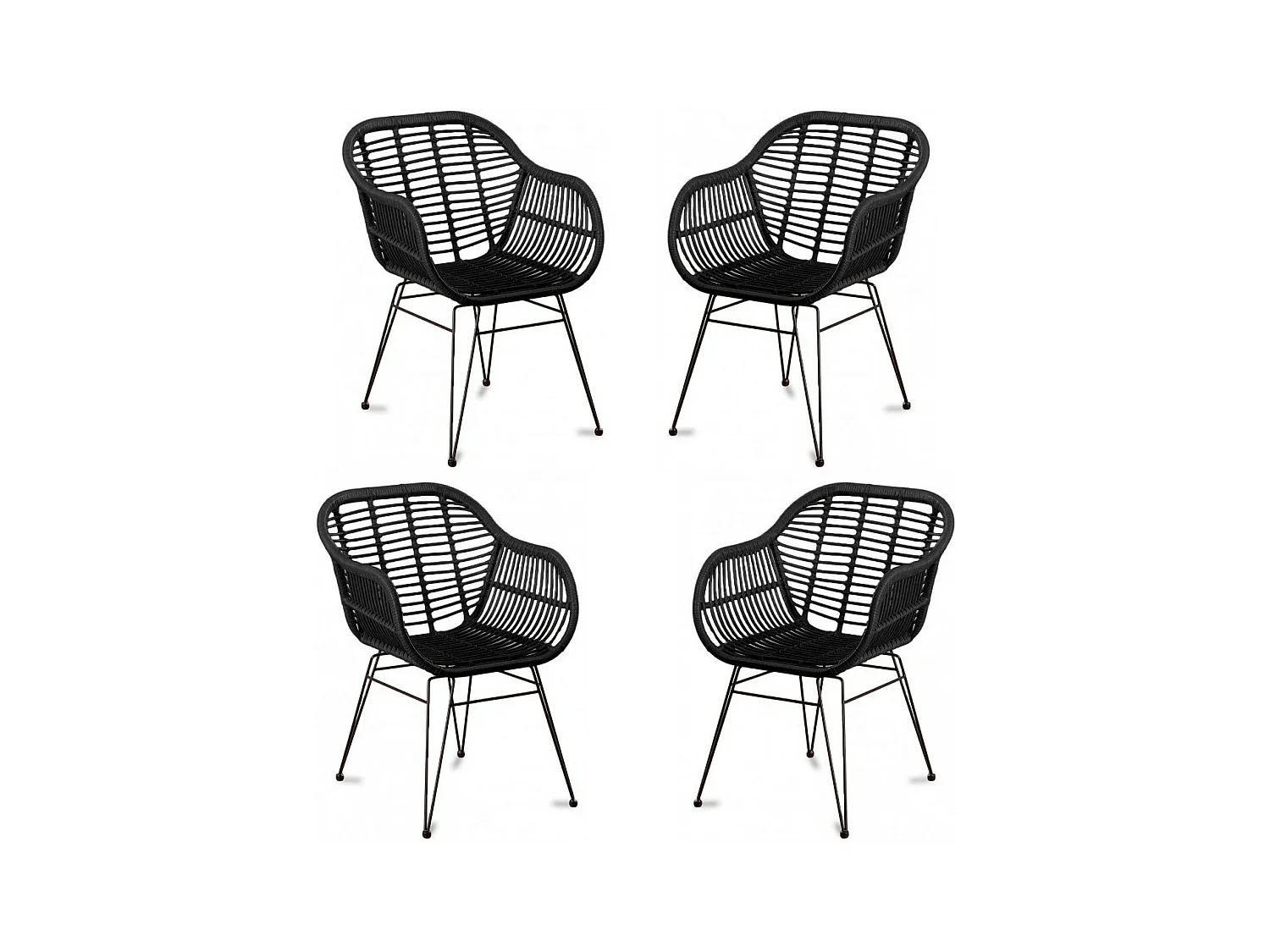 Pack de 4 chaises de salle à manger en rotin - Midi - Ratán oscuro