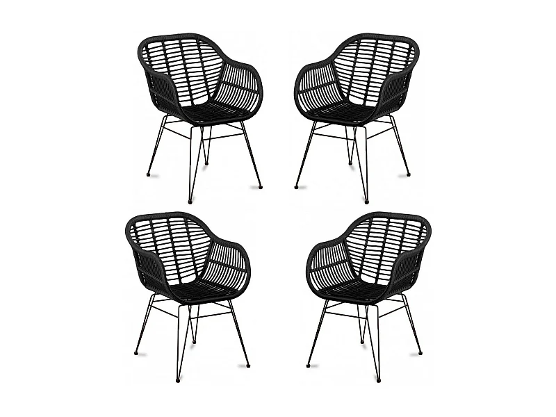 Pack de 4 cadeiras de jantar em vime - Midi - Ratán oscuro