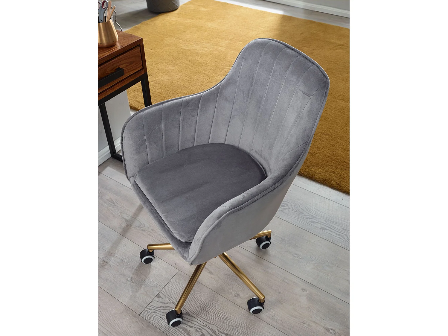 Chaise De Bureau 85 - 105 cm Velours Fauteuil Pivotant Chaise Coquille