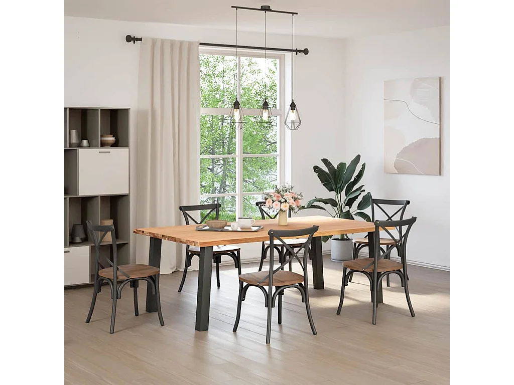 Table à manger et bord naturel bois massif chêne rectangulaire