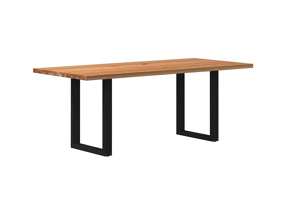 Table à manger marron clair bois de chêne massif rectangulaire