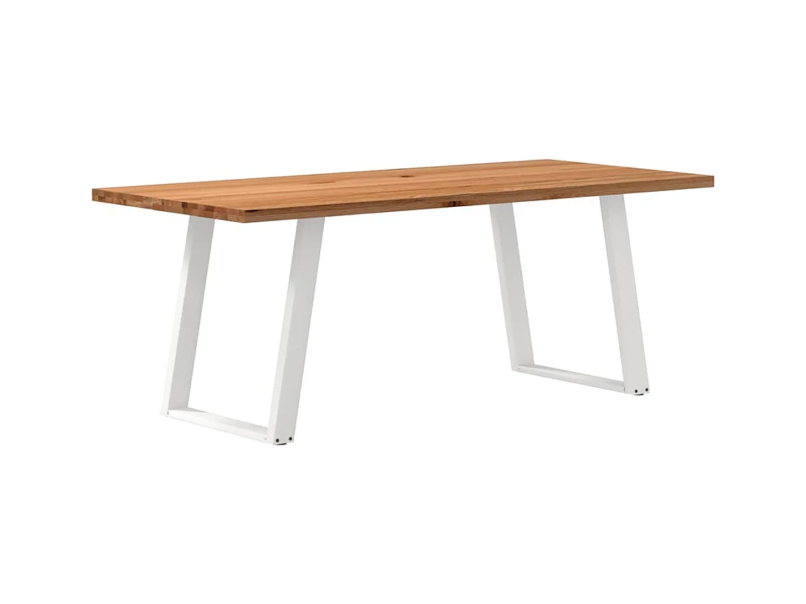 Table à manger marron clair bois de chêne massif rectangulaire