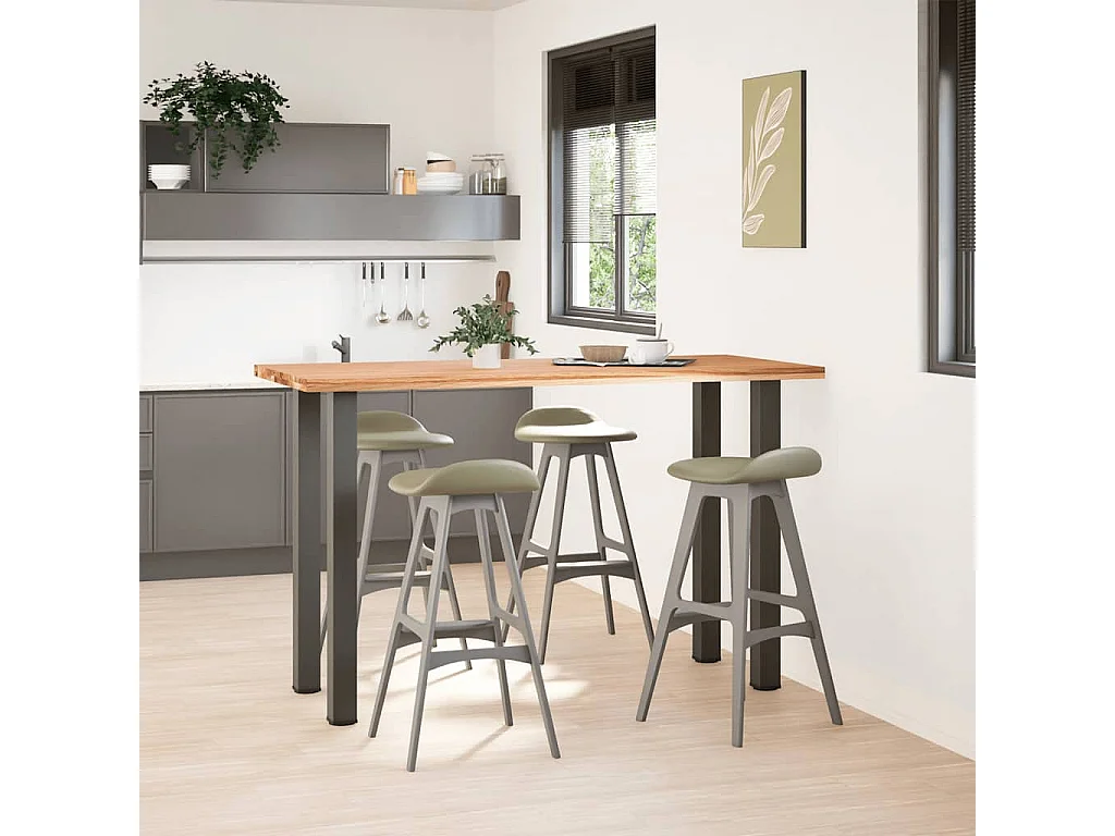 Mesa de bar retangular em madeira maciça de carvalho marrom claro