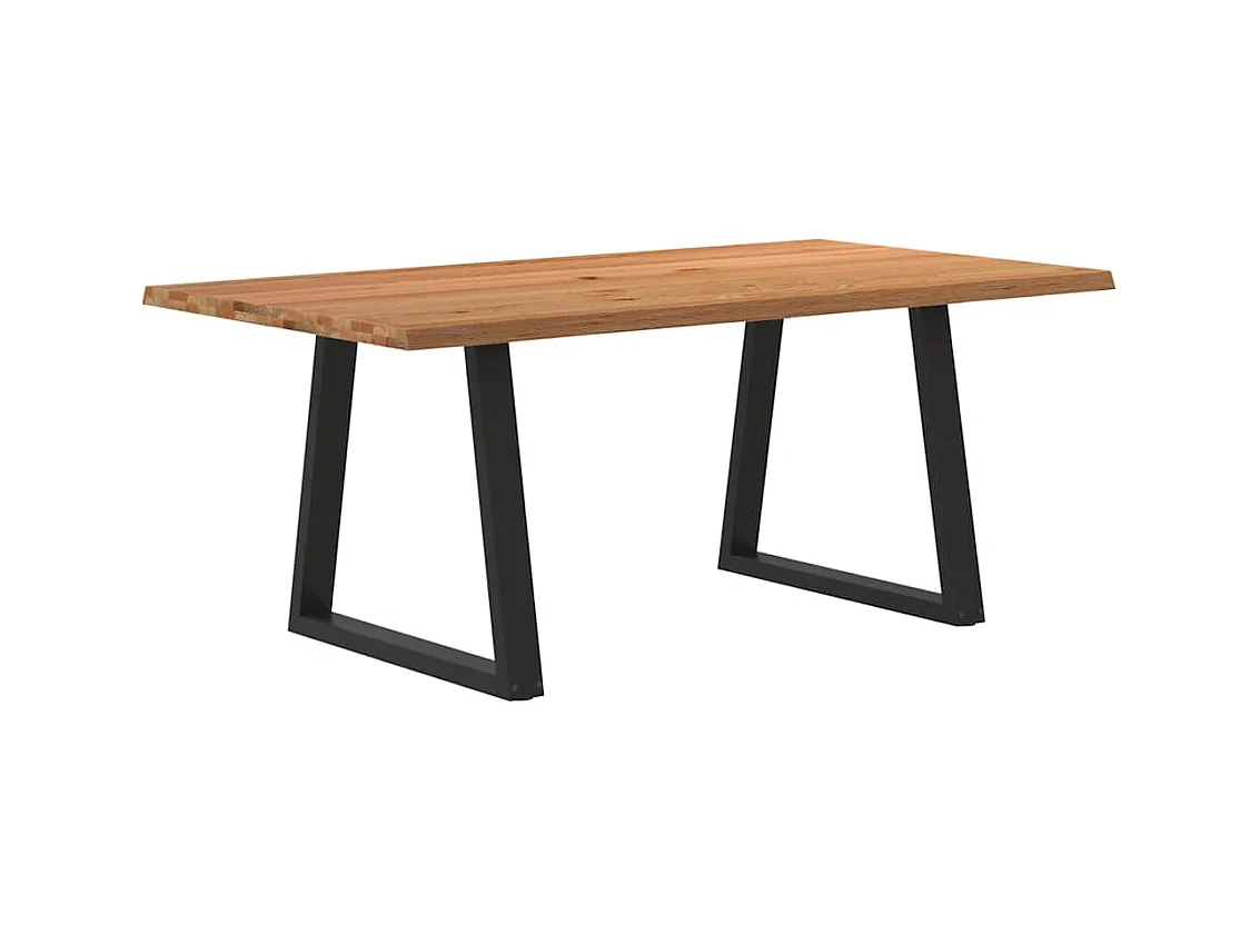 Table à manger avec bord naturel 180x100x74cm bois massif chêne