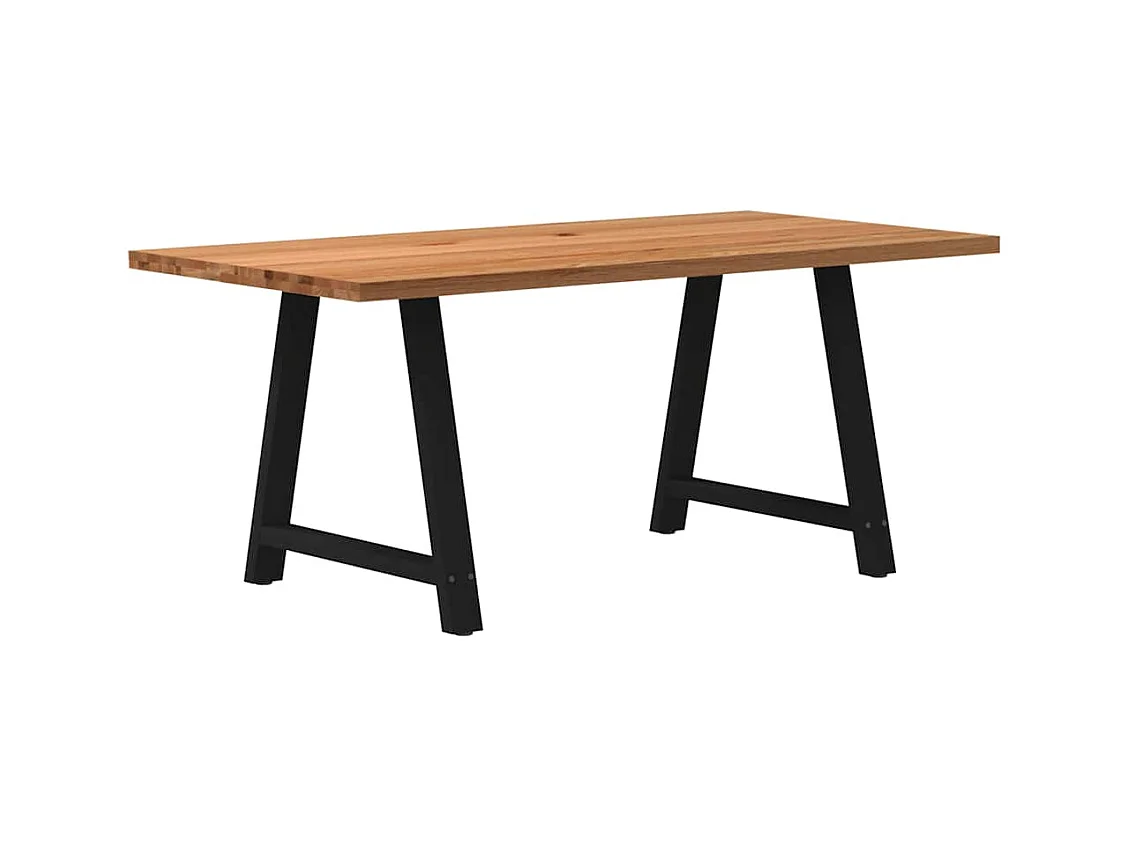 Table à manger marron clair bois de chêne massif rectangulaire
