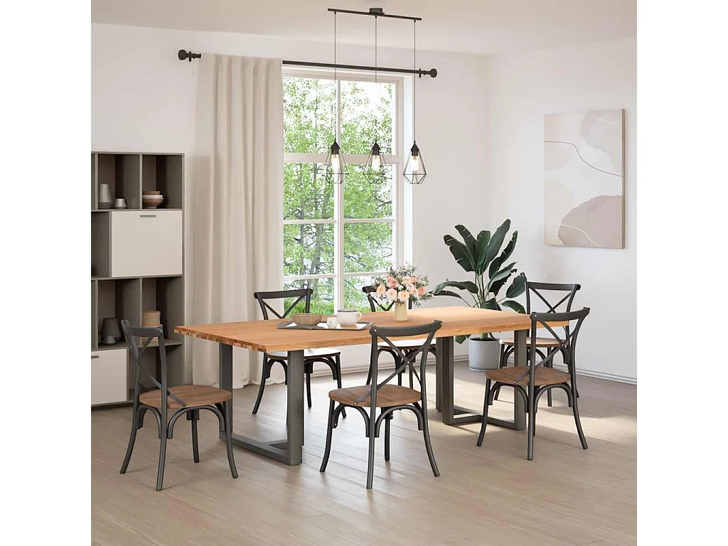 Table à manger et bord naturel bois massif chêne rectangulaire