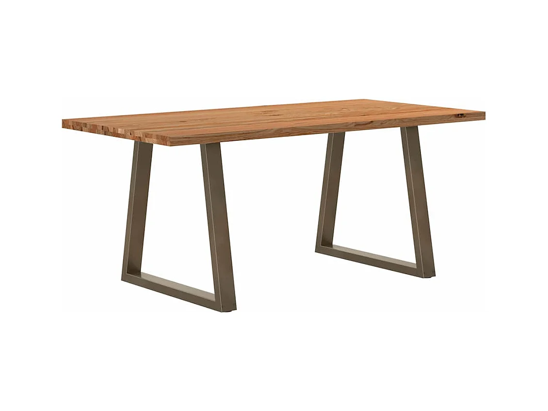 Table à manger marron clair bois de chêne massif rectangulaire