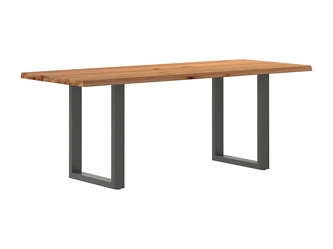 Esstisch und Naturkante aus massivem Eichenholz rechteckig